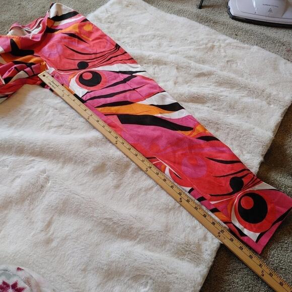 Evelyn Abstract Funky Fun NWOT Pants Size 8 Pink Retro White Black Zipper Side - Picture 8 of 12